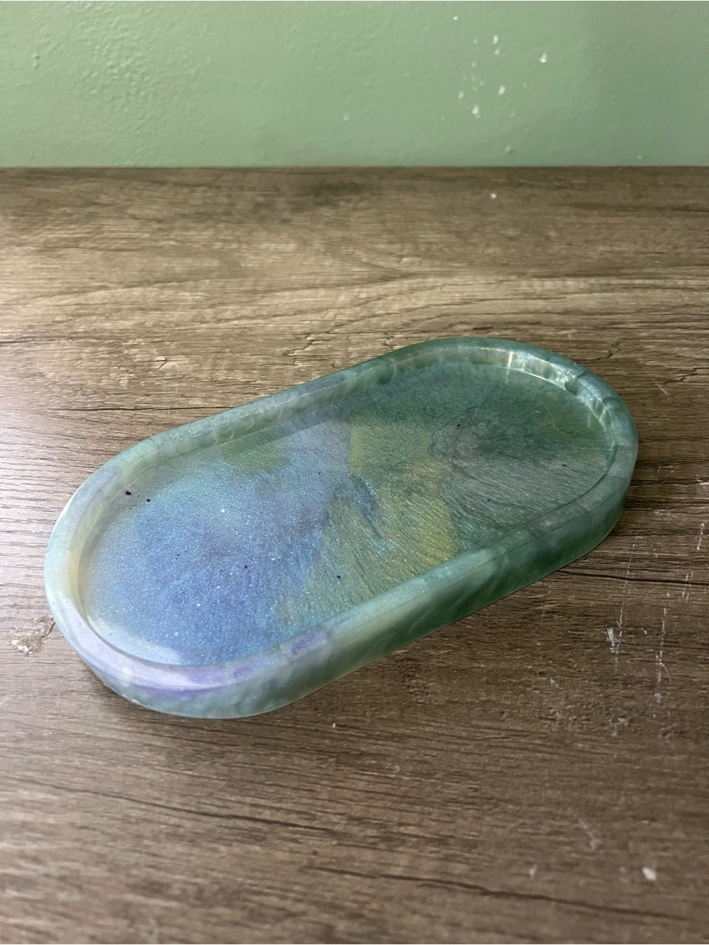 Resin Decorative Vanity Tray - Green Blue Accent